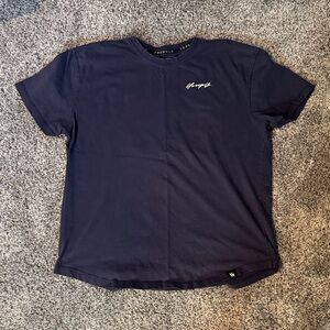 YoungLA Navy Short Sleeve Crewneck Tee with Script Logo